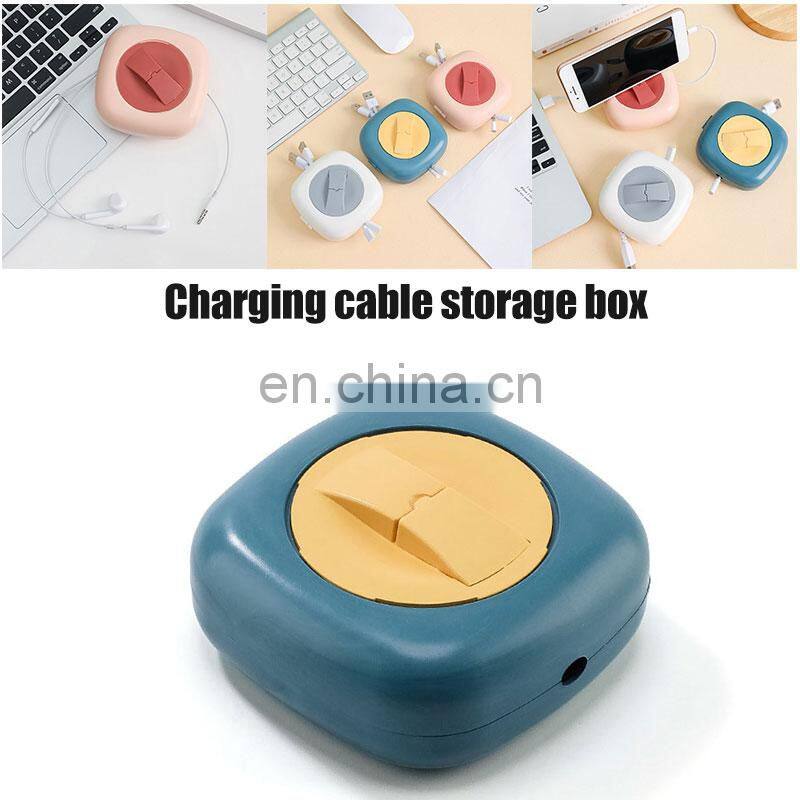 Data Cable Storage Box Multifunctional Rotatable Wire Organizer Travel Portable Round Headphone Protective Storage Case HomeTool