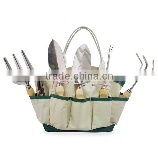 Multi Pocket Garden Tool Bag Heavy Duty Green Polyester Garden Tool Tote Bag