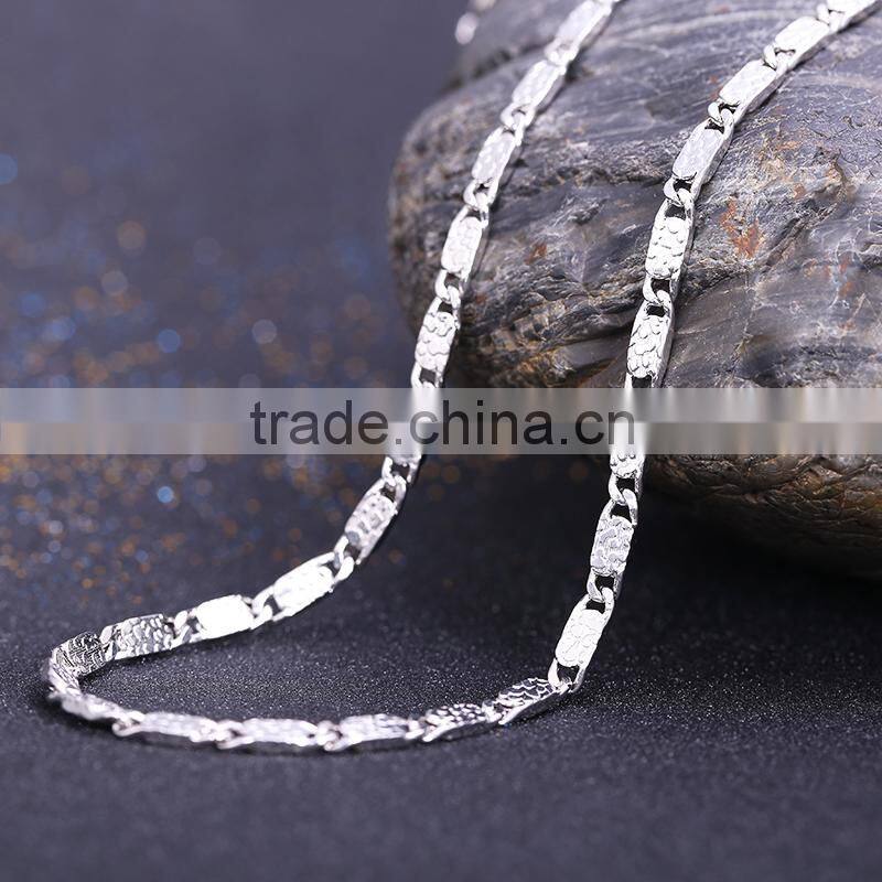 fashion jewelry rhodium plated cheap simple design chain necklace