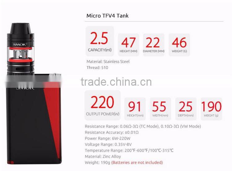 Stock Smok H-PRIV 220W Starter Kit With Micro TFV4 Atomizer Wholesale Price