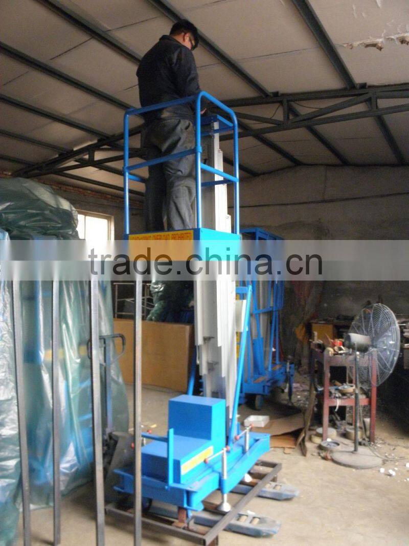 Electric personnel lift platform CE certification DC24V aluminium lift man lift , big wheel aluminum hydraulic lift home lift