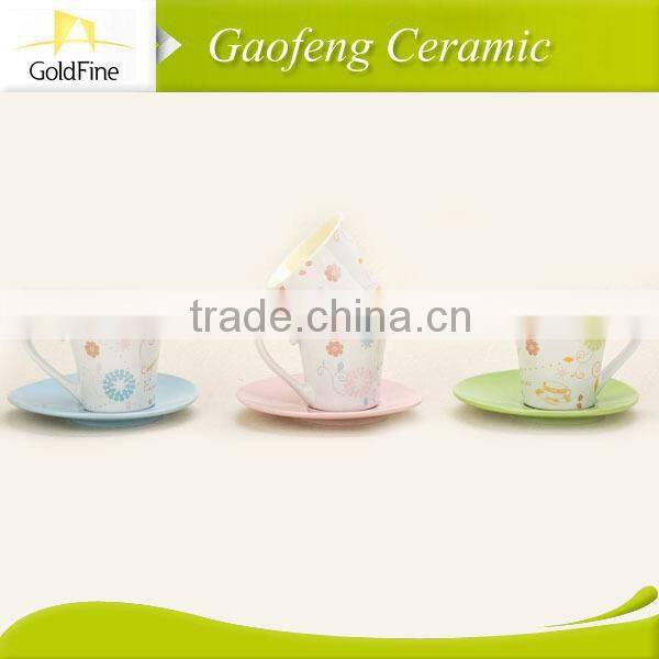 Cheaper ceramic tea cup & saucer with decal