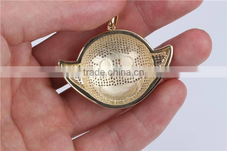 Hip hop style jewelry funny face pendant 925 silver micro setting high polish