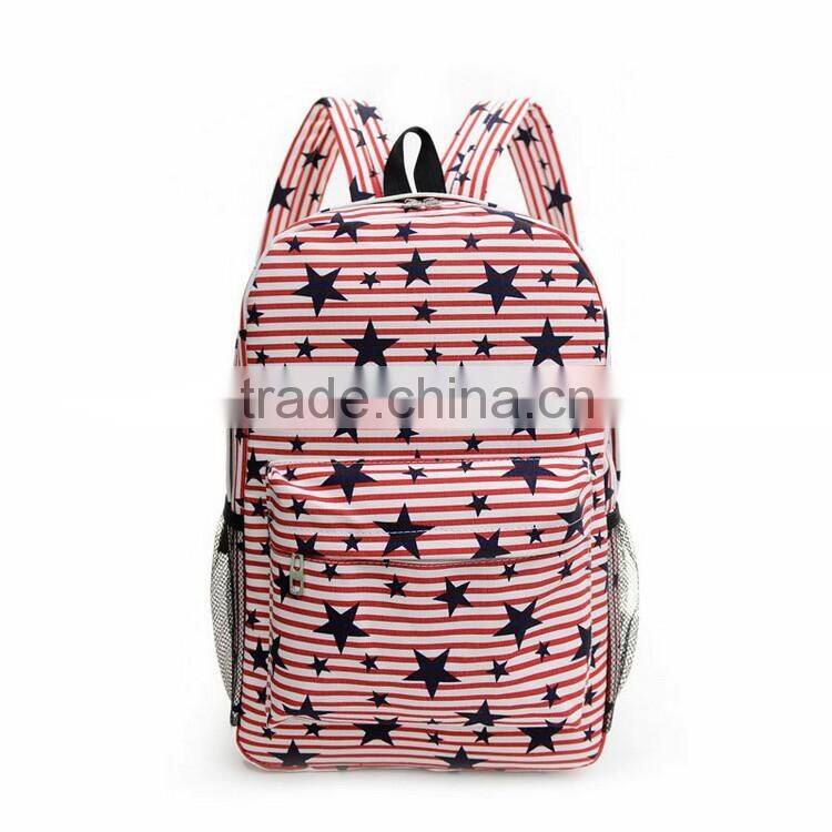 Promotional Star Printed Canvas School Cheap Backpack