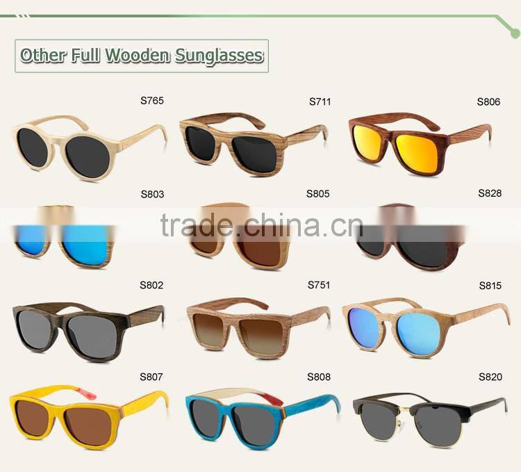 Combination sunglasses 2016 transparent green plastic frames mirror lens bamboo legs sunglasses