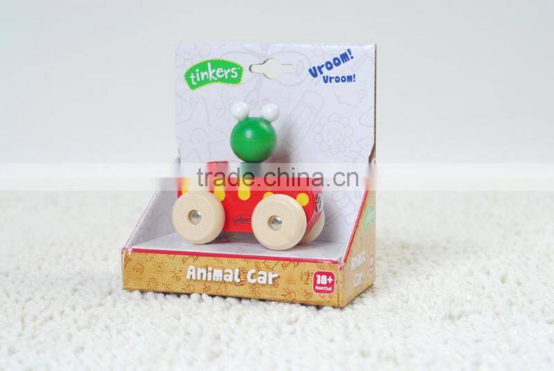 Mini wooden animal car toys for kids