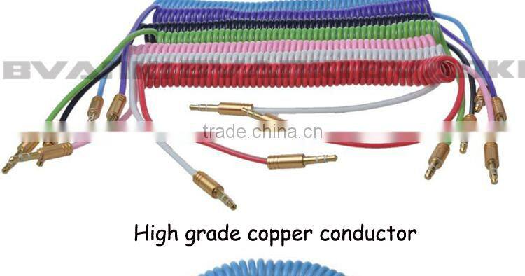 Spring Cable with UL approval Made in China new design coiled flexible spring cable Cheap price 3.5mm to 3.5mm jack audio cable