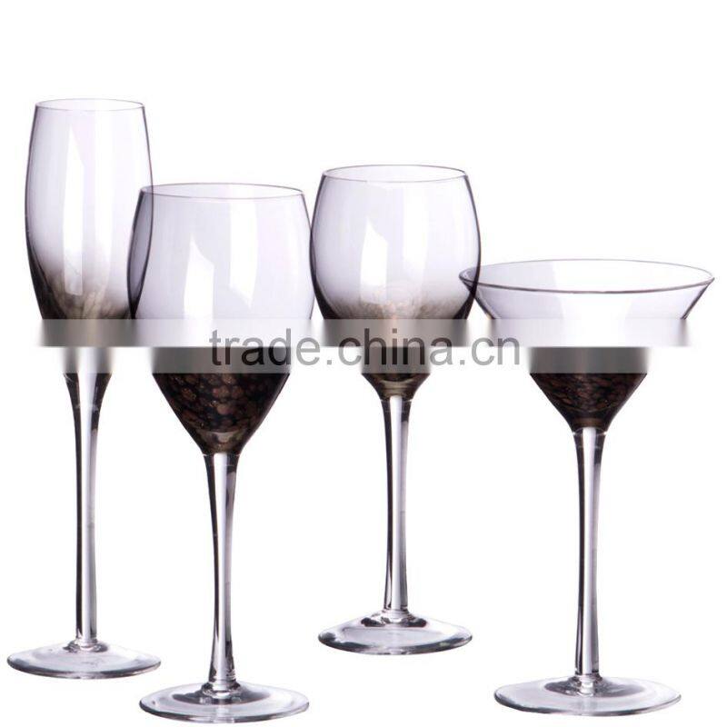 Black and Golden Dots Bottom Martini Glass