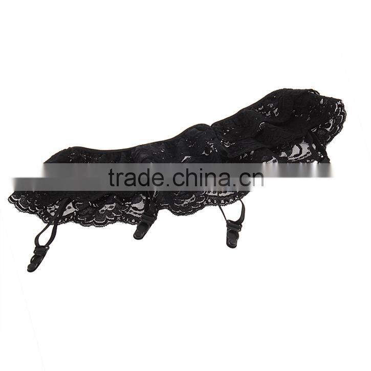 Summer Style Black Sexy Lady 1pcs 2 Layer Floral Lace Garter Belt Suspender Lingerie Skirt Stocking Free Shipping wholesale