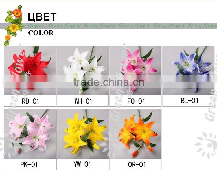 2016 Wholesale 5 heads Multicolor Artificial Flowers Lily Real Touch Bouquet Wedding Bridal Home Declarative flowers
