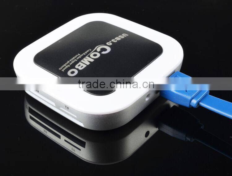 Promotional Gift USB 3.0 HUB with Card Reader Combo with LED Logo