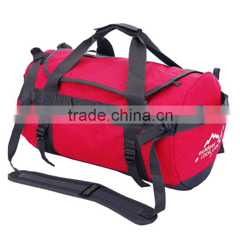 Low toxic solid color polyester travel sport tote bag with two closures