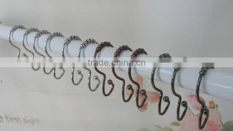 100% metal shower curtain hooks/304 stainless steel curtain hooks