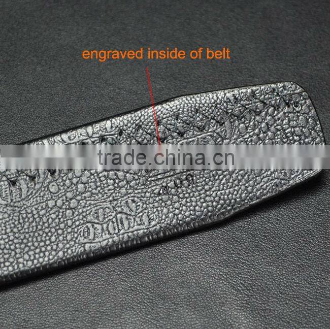 Both side cowhide leather black color elasticated belt