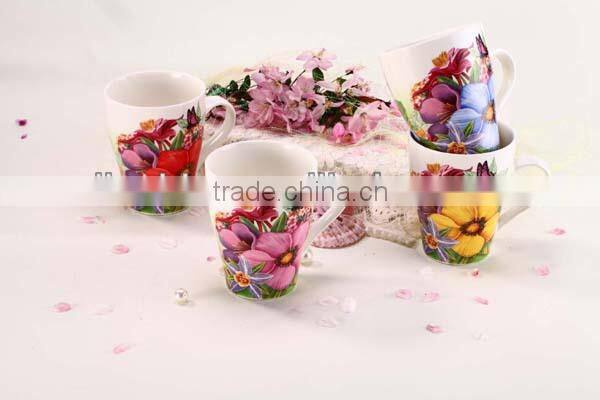 High quality ceramic mug cup with flower designs