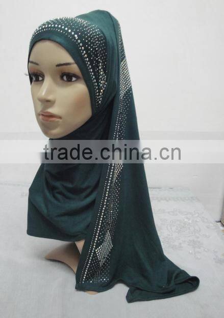 JL041 latest cotton jersey scarf with rhinestones,muslim hijab