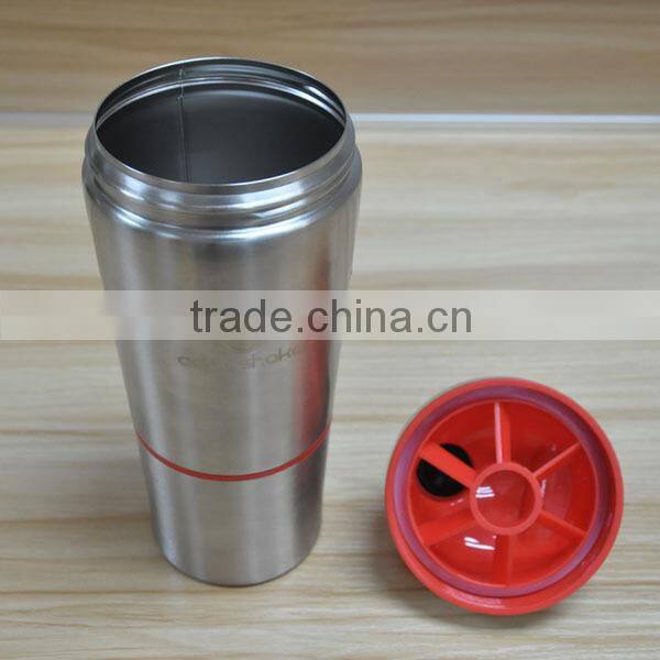 Custom Design Steel Protein Shaker,700+200ML Stainless Steel Protein Shaker Cup