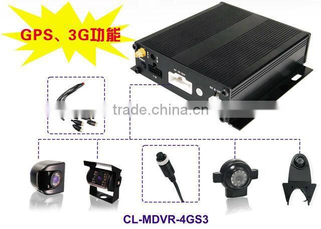 4 Channel black box 3G+GPS hdd Car+Truck+Bus gps wireless car dvr with 3g wcdma
