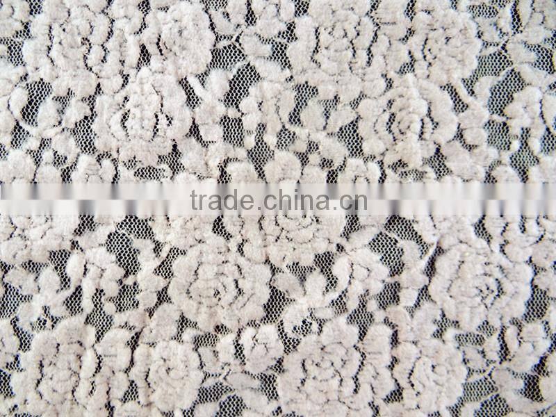 Double Color Printed suede fabric for beach casual clothing Wholesale Nylon Spandex Cotton lace fabric T-015