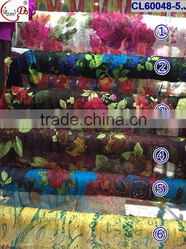CL60048 New fashionable good quality silk lace fabric with stones wholesale