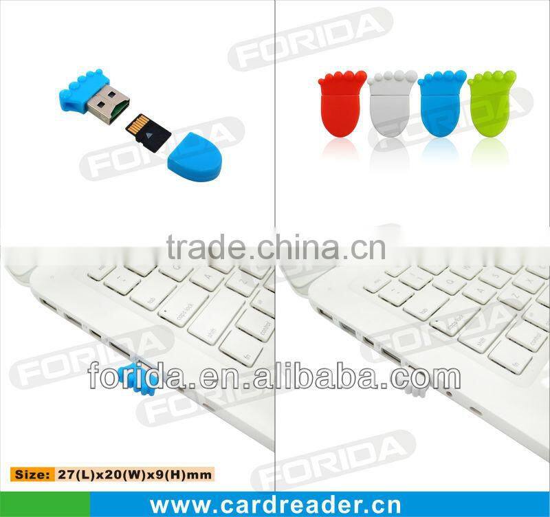 foot shape promotional gifts tf usb 2.0 single card reader