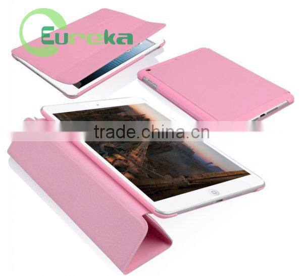 2014 Good qulity book smart folding leather case for ipad mini