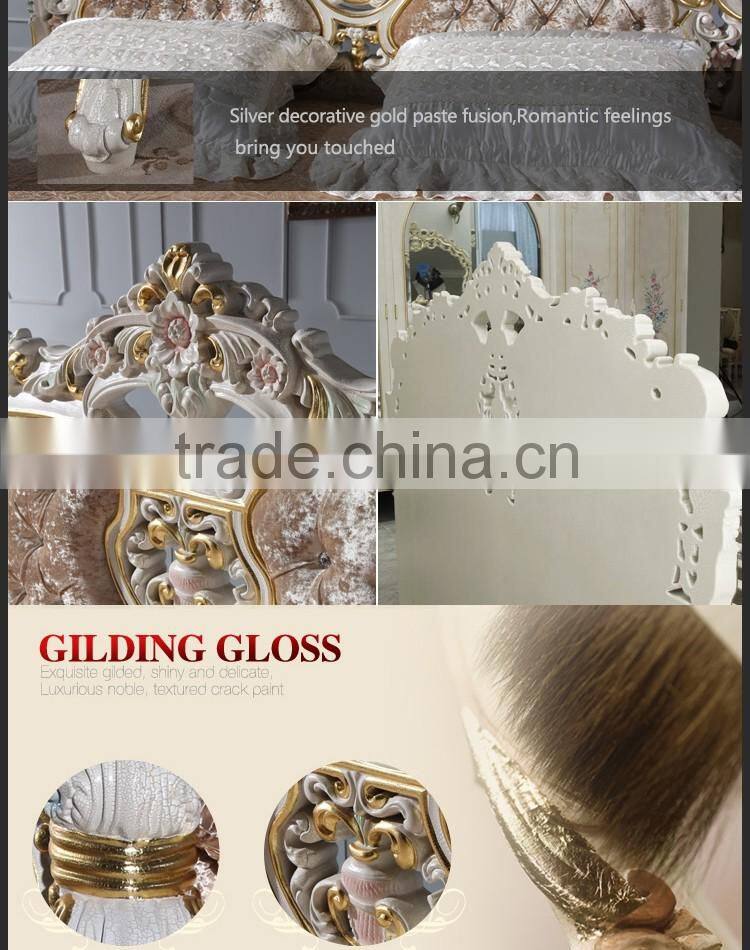 hand carving furniture - handcraft royalty golden foil bed