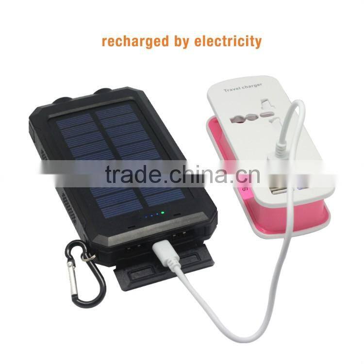 emergency sos waterproof solar charger power bank led flashlight 8000 mAh