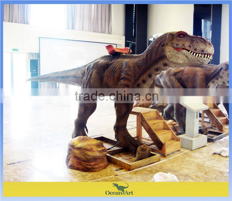 Theme park coin operated animatronic walking dinosaur rides