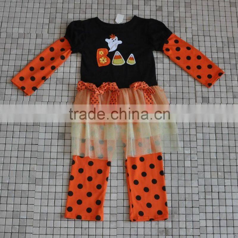 2016 New Arrival Winter Fall Baby Clothing Pumpkin Tops Ruffle Pants Halloween Outfits