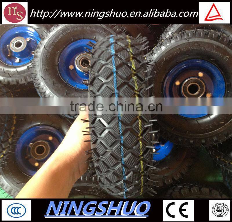 China manufacturer of 3.50-4 small rubber pneumatic lawn mower wheel