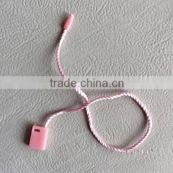 Garment accessory hot sale plastic seal tag, plastic hang tag string, many colors to choice hang tag elastic loops