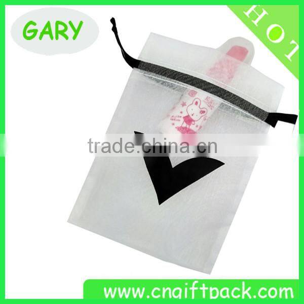 Pink organza gift packing bag Printed Black logo