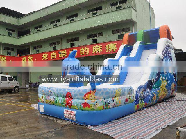 Promotional Giant Inflatable Water Slide,10m Length Water slide with pool