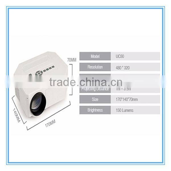 UNIC Low Price Mini HDMI LED Contrast 500:1 Projector UC30 Silm Pocket Videoprojecteur