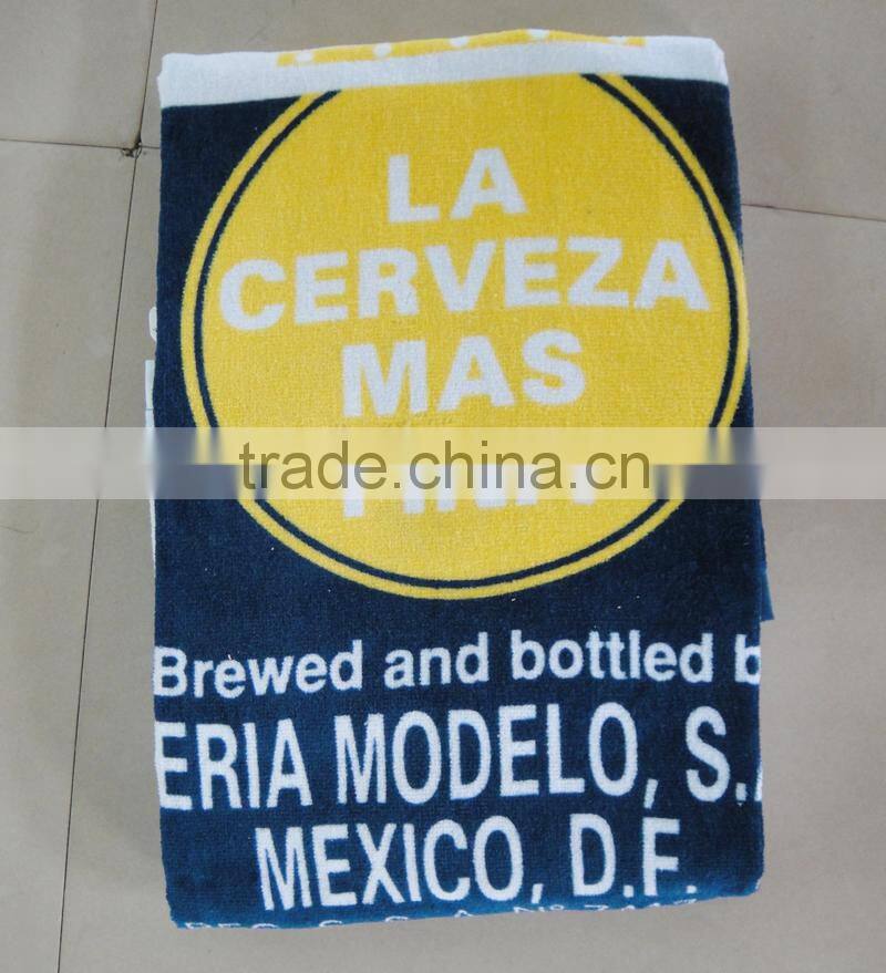 100% cotton terry velour printing brand name beach towel promotional brand towel