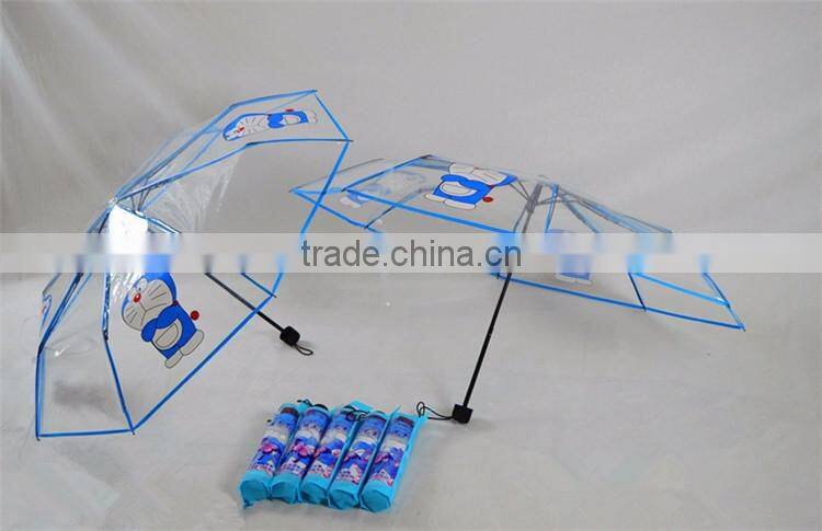 cartoon transparent 3 folding clear umbrella