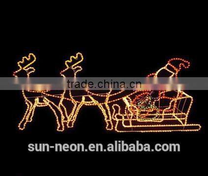 2d Beautiful Santa Claus Sitting on a Reindeer Carriage Led Rope Light Motif