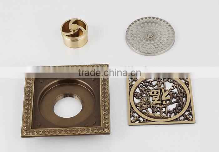 XINHANGMU antique floor drain brass anti-odor square 120*120mm