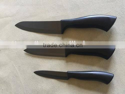 Set of 3pcs Ceramic Knife set Black color blade Satin Finish with black handle