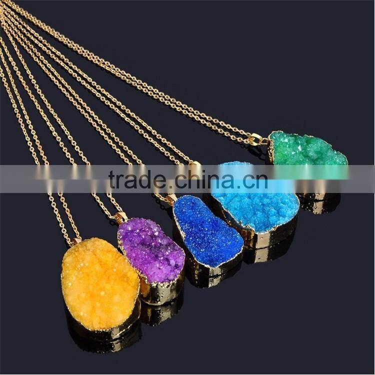 Alibaba express hot selling gemstone necklace gold stone necklace