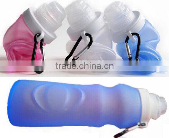 BPA free heat resistant collapsible silicone bottle food grade reusable fodable bottle