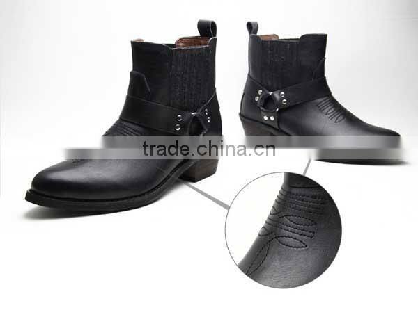 Cowhide leather fashion men and women western ankle boots botas factory