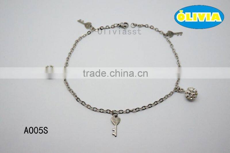 Olivia Jewelry Wholesale Fashion Anklets, Stainless Steel Anklet With Love For Women