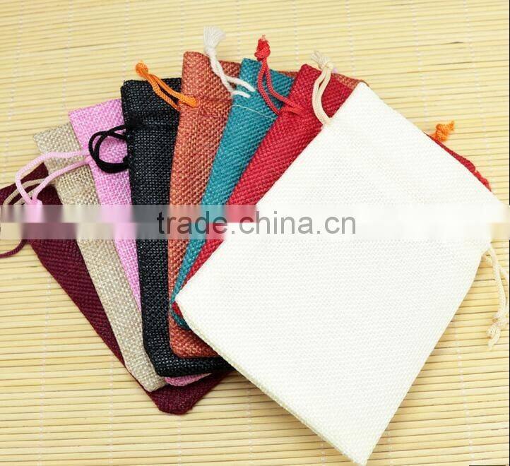 13cm*18cm Hot Pink Color Wholesale Custom Jute Bag Linen Cotton Bag