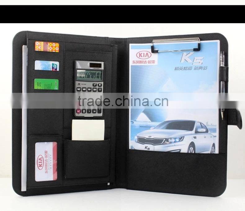 A4 Zipper Portfolio PU Leather file folders Mutifuction organizer