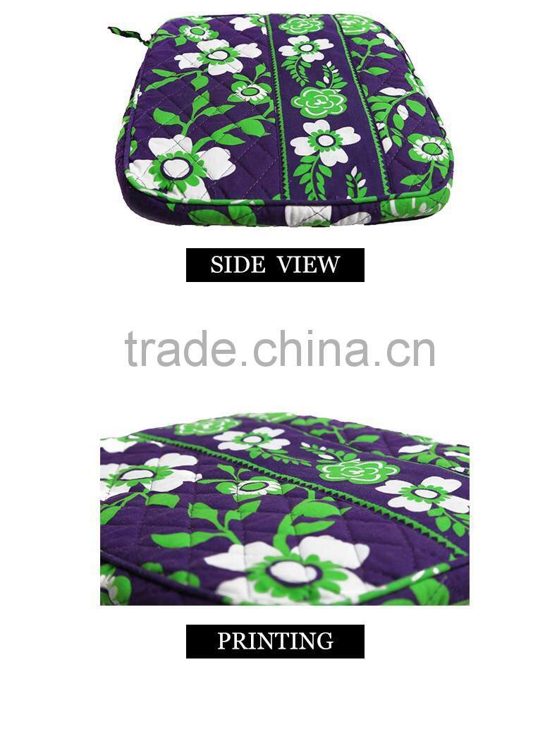 Hot sale cotton bright quilted textile printing insulated women's oem laptop bag