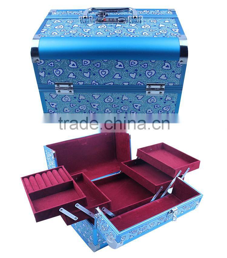 Buy Wholesale Direct From China Double Open Blue Aluminum Beauty Case With 4 Trays