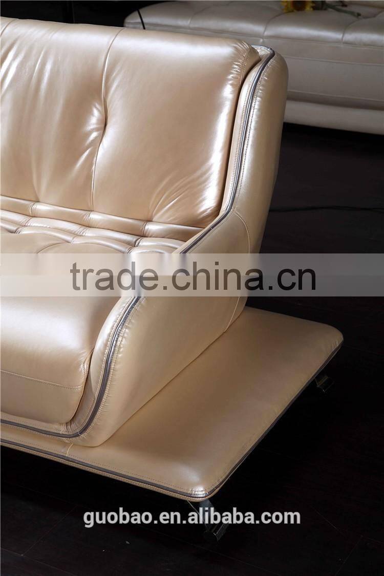 C2205 Hot selling pearl shining color modern L shape leather sofa