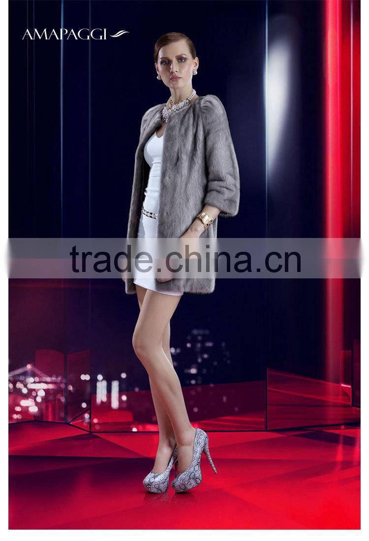factory OEM raw natural mink fur coat for outerwear